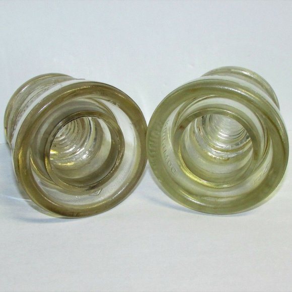 2 DOMINION GLASS Insulators #42 Clear Vintage Collectible - Picture 4 of 6